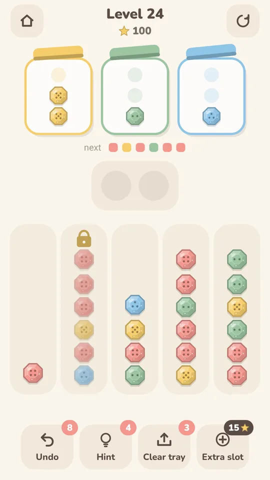 A level played with gem-style buttons